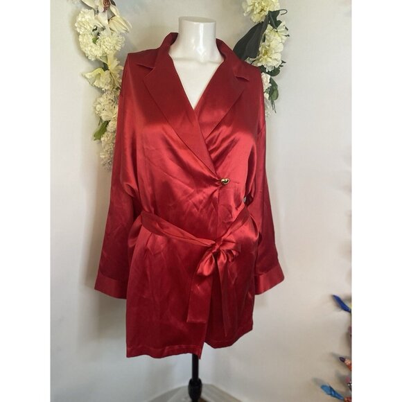 Vintage Marilyn Monroe By Warners 100% Silk Red Robe Pajama Women's‎ Medium NWOT - Picture 15 of 16